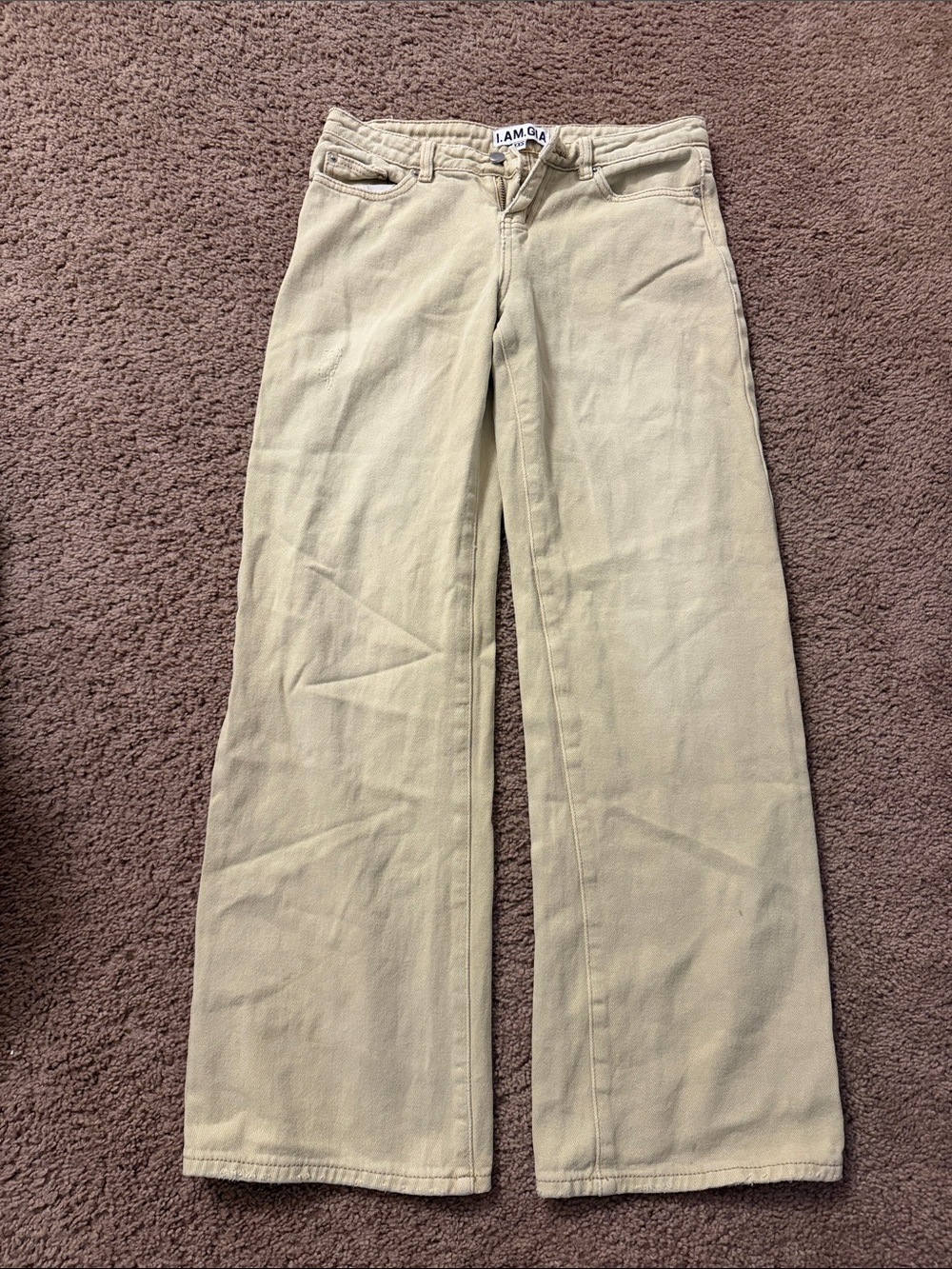 I.AM.GIA Beige Wide Leg Jeans low rise
